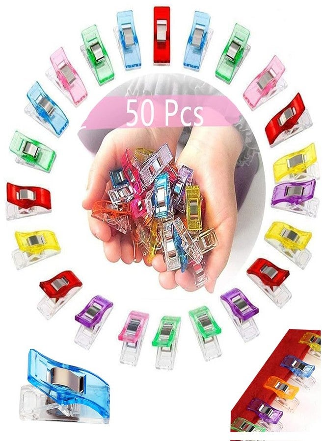 Jasol 50 Pcs Sewing Clips Multi-Color for Sewing Craft Clamps Crochet and Knitting All Purpose for Quilting Binding Clips Fabric Clips Blinder Clips Photo Hanging Clips, Multicolered - Image 1
